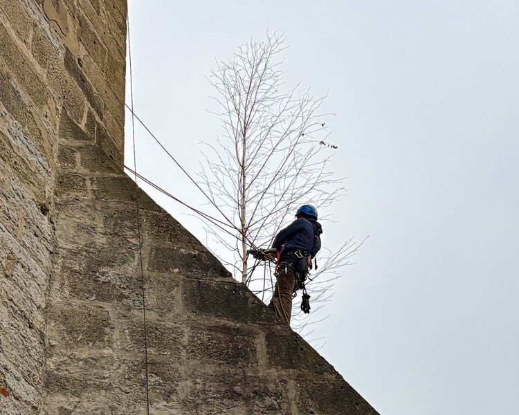 Mauerwerksanierung Kirche per Industrieklettern
